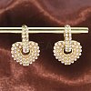 Rack Plating Brass Heart Dangle Hoop Earrings with ABS Imitation Pearl Beaded EJEW-R152-06G-1