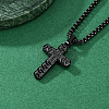 304 Stainless Steel Woven Religion Cross Pendant Necklaces for Men WGB9EFB-01-1
