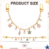 Alloy Enamel Starfish Shell Shape & Imitation Round Pearl Charm Brass Decorative Chains HJEW-ME00047-2