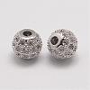 Brass Micro Pave Cubic Zirconia Beads ZIRC-E110-03P-1
