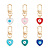 6Pcs 6 Colors Heart with Evil Eye Alloy Enamel Pendant Decoration KEYC-DC0001-27-8