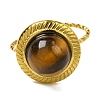 Round Natural Tiger Eye Finger Rings RJEW-Q822-46G-02-2