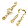 Brass with Clear Cubic Zirconia Fold Over Clasps KK-Z080-09G-2