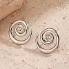 304 Stainless Steel Rhinestone Vortex Spiral Stud Earrings EJEW-K314-01P-1