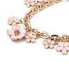 2Pcs 2 Styles Alloy Pink Enamel Flower Bowknot Pendant Cable Chain Purse Decorative Chains AJEW-SC0031-22-2