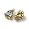 Brass Pave Cubic Zirconia Charms with Glass Crystal KK-Q039-03G-2