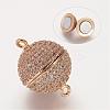 Brass Micro Pave Cubic Zirconia Magnetic Clasps ZIRC-G097-04G-1