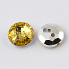 2-Hole Taiwan Acrylic Rhinestone Flat Round Buttons BUTT-F015-11.5mm-30-2