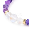 7Pcs 7 Color Natural Weathered Agate(Dyed) & Synthetic Moonstone Round Beaded Stretch Bracelets Set BJEW-JB09124-5