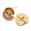 Real 18K Gold Plated Brass Rainbow Dangle Stud Earrings with Enamel KK-C026-13G-2