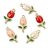 15Pcs 3 Colors Golden Plated Alloy Enamel Pendants ENAM-YW0006-07-2