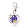 Heart Millefiori Glass & Alloy Pendant Decorations HJEW-JM02836-4