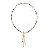 Natural Multicolor Tourmaline Faceted Cube Beaded Brass Micro Pave Clear Cubic Zirconia Butterfly Pendant OT Lariat Necklaces for Women NJEW-JN05807-4