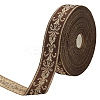 24M Polyester Flower Jacquard Ribbons OCOR-WH0045-22B-1