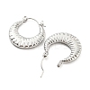 Non-Tarnish Texture Ring 304 Stainless Steel Hoop Earrings for Women LS-EJEW-C067-07P-2