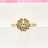 Brass Micro Pave Clear Cubic Zirconia Cuff Rings for Women RJEW-H247-27G-3