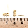 Brass Micro Pave Clear Cubic Zirconia Flat Round Stud Earring Findings KK-D504-27G-2