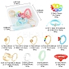 12Pcs 12 Style Cherry & Strawberry & Flower Glass Seed & Polymer Clay Heishi Beaded Stretch Finger Rings RJEW-YW0001-01-3