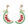 304 Stainless Steel Glass Fruit Dangle Stud Earrings EJEW-MZ00524-3