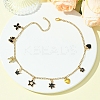 Star Heart Flower 304 Stainless Steel Cable Chain Necklaces NJEW-FS00009-4