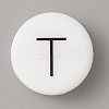 White Flat Round with Black Letter Silicone Beads LS-SIL-TAC0009-03T-1