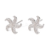 Brass Micro Pave Cubic Zirconia Stud Earrings EJEW-G471-29A-P-4