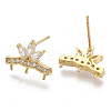 Brass Micro Pave Clear Cubic Zirconia Stud Earring Findings KK-N230-13-NF-2