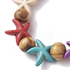 Beach Starfish Dyed Synthetic Turquoise Stretch Bracelets BJEW-JB10295-02-3