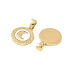 304 Stainless Steel Pave Natural White Shell Flat Round Pendant Necklaces STAS-R168-23G-02-2