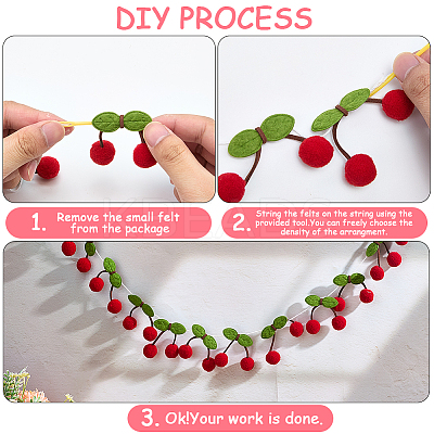 3 Bags Wool Pompom Cherry Hanging Banner DIY-CP0013-53-1