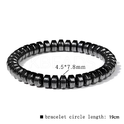 Synthetic Non-magnetic Hematite Beads Stretch Bracelets for Men RL7655-6-1