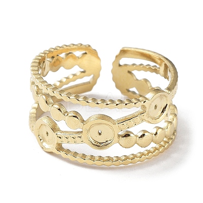 304 Stainless Steel Criss Cross Cuff Ring Findings STAS-P334-07G-1