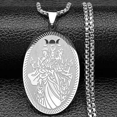 304 Stainless Steel Pendant Necklaces NJEW-B153-02C-P-1