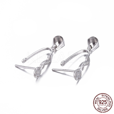 Anti-Tarnish Rhodium Plated 925 Sterling Silver Pendant Bails X-STER-L058-004P-1