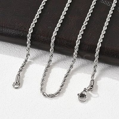 Tarnish Resistant 304 Stainless Steel Rope Chain Necklaces NJEW-E026-09P-1