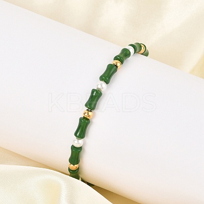 304 Stainless Steel Beaded Bracelets for Women BJEW-M056-08G-03-1