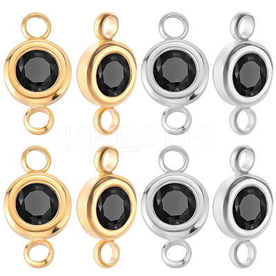 20Pcs 2 Colors 304 Stainless Steel Jet Rhinestone Links/Connectors STAS-BBC0009-18-1