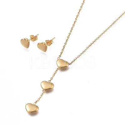 Heart 304 Stainless Steel Jewelry Sets SJEW-M097-13G-1