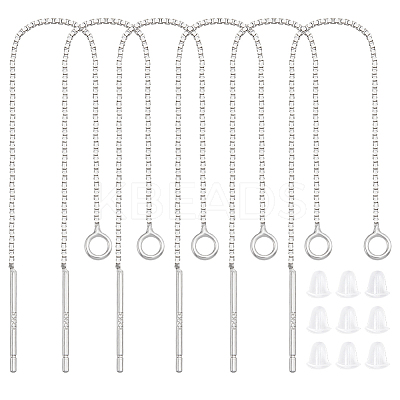 Anti-Tarnish 3 Pairs Rhodium Plated 925 Sterling Silver Stud Earring Findings STER-BBC0006-73B-1