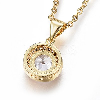 Brass Micro Pave Cubic Zirconia Pendant Necklaces NJEW-L146-01G-1