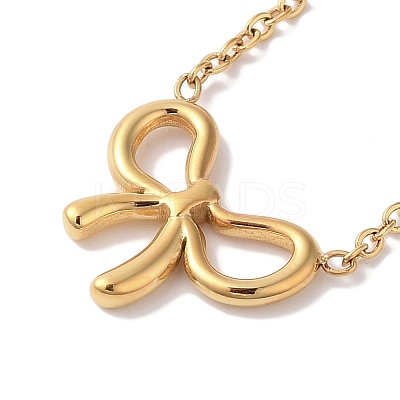 Ion Plating(IP) 304 Stainless Steel Cable Chain Bowknot Pendant Necklaces NJEW-Z041-03G-04-1