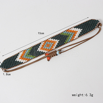 Bohemian Style Rhombus Pattern Glass Seed Beaded Braided Bead Bracelets WG1D303-02-1