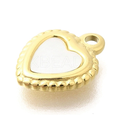 Ion Plating(IP) 304 Stainless Steel Pave Shell Heart Charms STAS-K263-72G-1