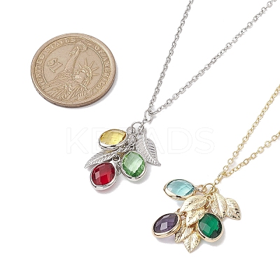 Stainless Steel and Glass Pendant Necklaces NJEW-JN04701-1