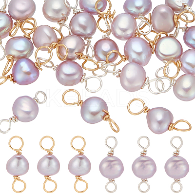 24Pcs 2 Colors Natural Cultured Freshwater Pearl Two Sides Polished Charms PALLOY-ME00012-1