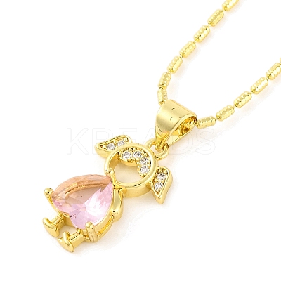 Brass Pave Cubic Zirconia Girl Love Pendant Necklaces for Women LS-NJEW-S430-01G-02-1