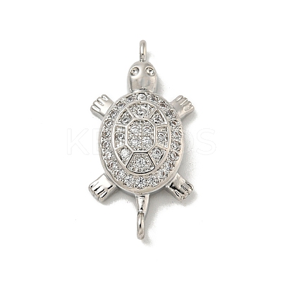 Brass Pave Clear Cubic Zirconia Sea Animal Connector Charms KK-N254-128P-1