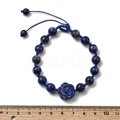Adjustable Natural Lapis Lazuli Beads Braided Bead Bracelets for Women BJEW-L713-A04-1
