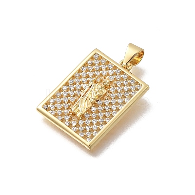 Brass Micro Pave Clear Cubic Zirconia Pendants KK-D431-085A-G-1