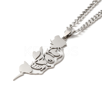 Non-Tarnish 201 Stainless Steel Hollow Pendant Necklaces NJEW-H022-02P-1
